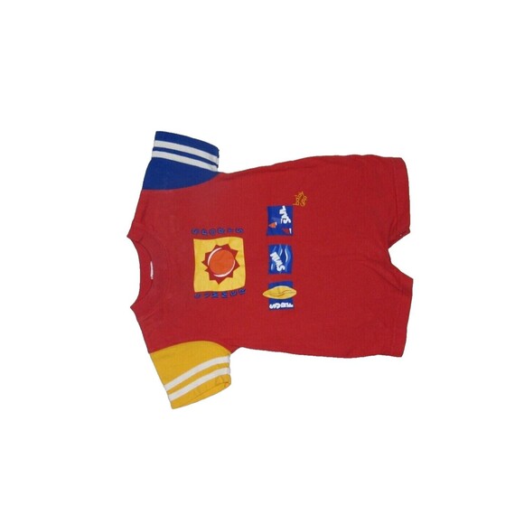 Baby GAP Red Primary Color Block Short Sleeve Romper One Piece Snap Crotch 3-6M - Picture 4 of 12